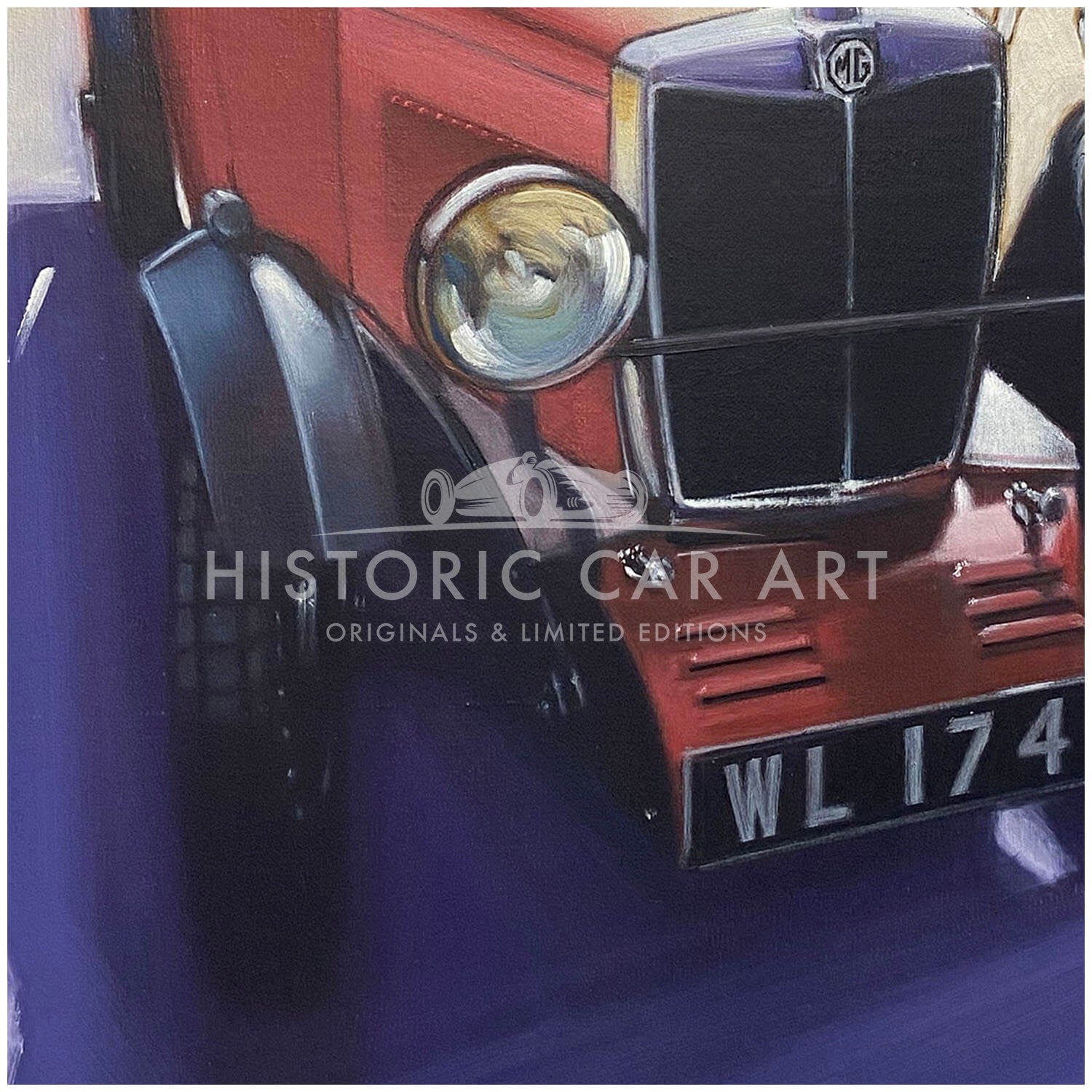 First on the Beach | 1932 MG Midget with Dalmatian | Artwork