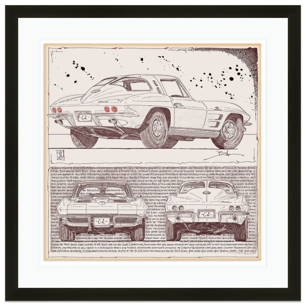 Corvette C2 Coupe | 1963 | Triple View | Art Print