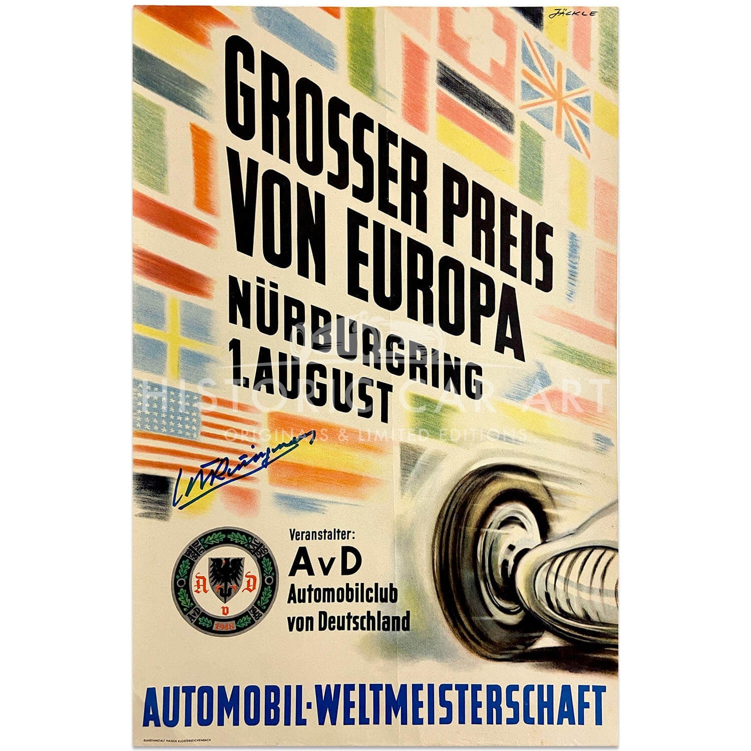German | Grand Prix of Europe 1954 | Driver Signed Original Poster