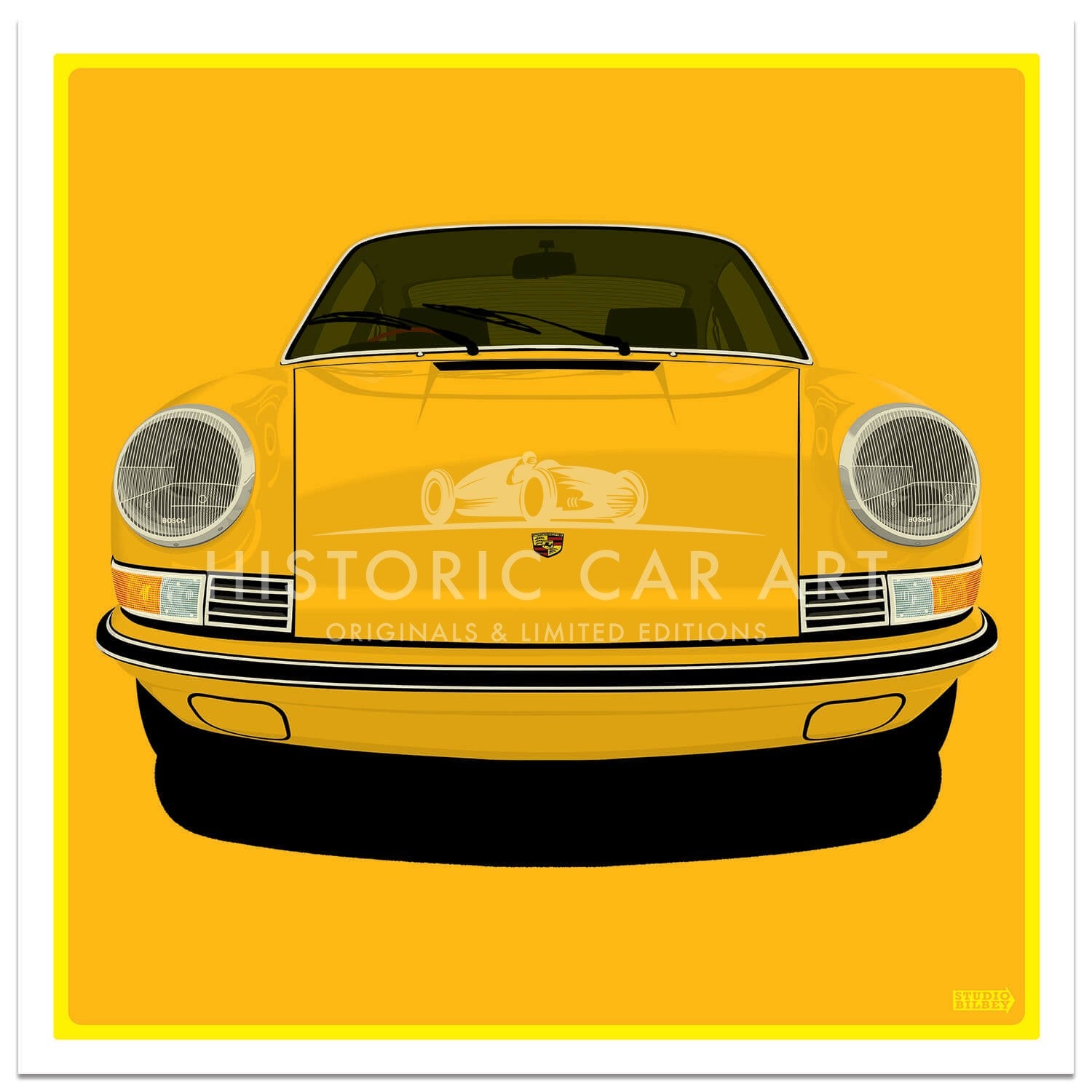 Porsche 911 Front | Signal Yellow | Art Print