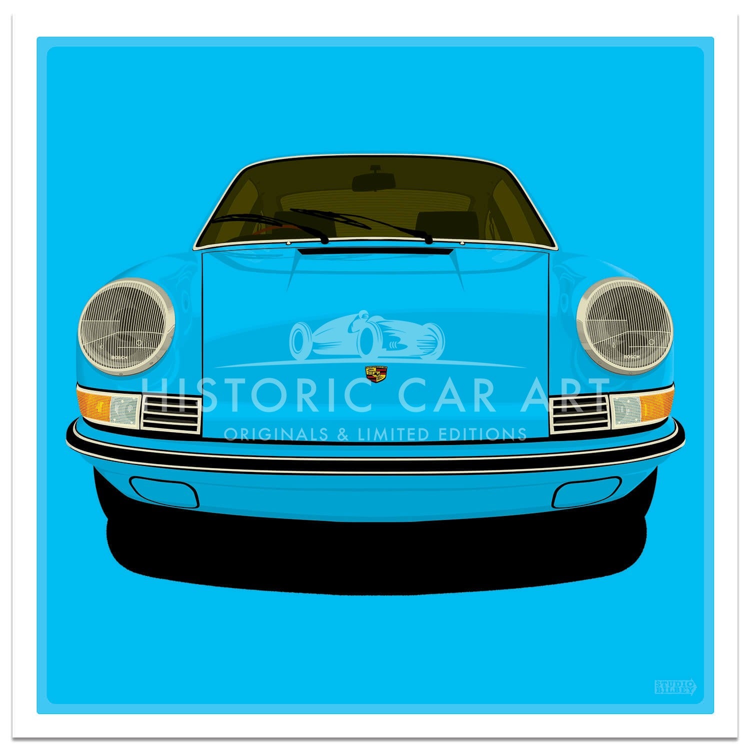 Porsche 911 Front | Pastel Blue | Art Print