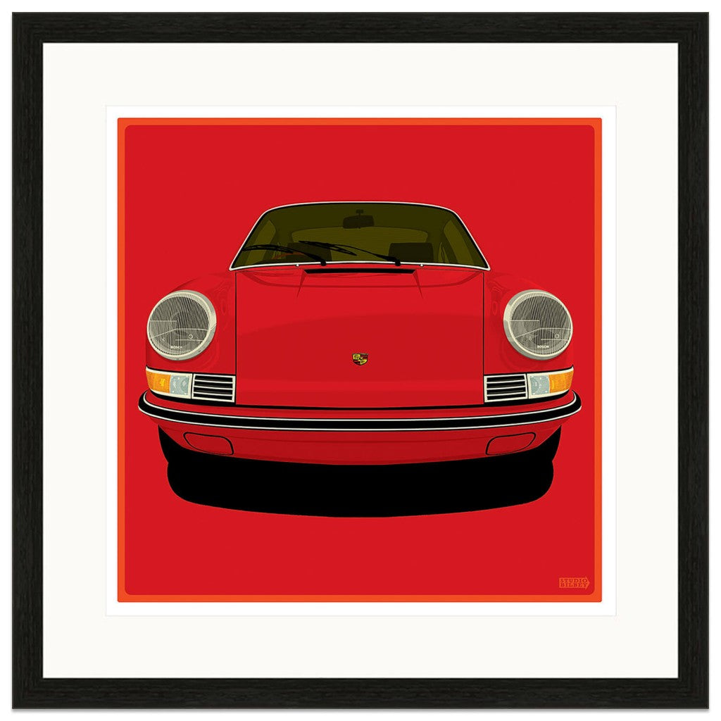 Bilbey Studio BILBEY -Porsche 911 Front | Bahia Red | Art Print – Historic Car Art